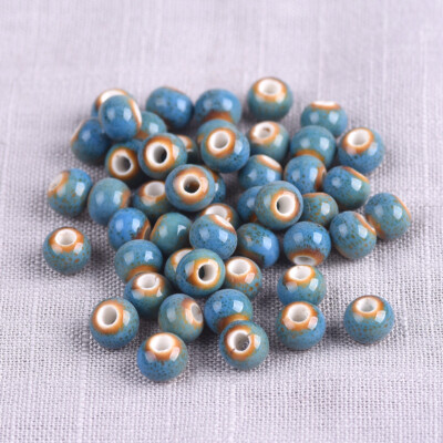 50pcs 6mm Round Fancy Glaze Ceramic Porcelain Loose Beads For Jewelry Making