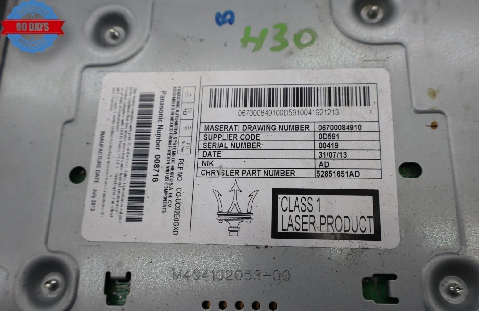 14-17 Maserati Ghibli M157 Quattroporte M156 Head Unit FM CD Audio 670008491 Oem