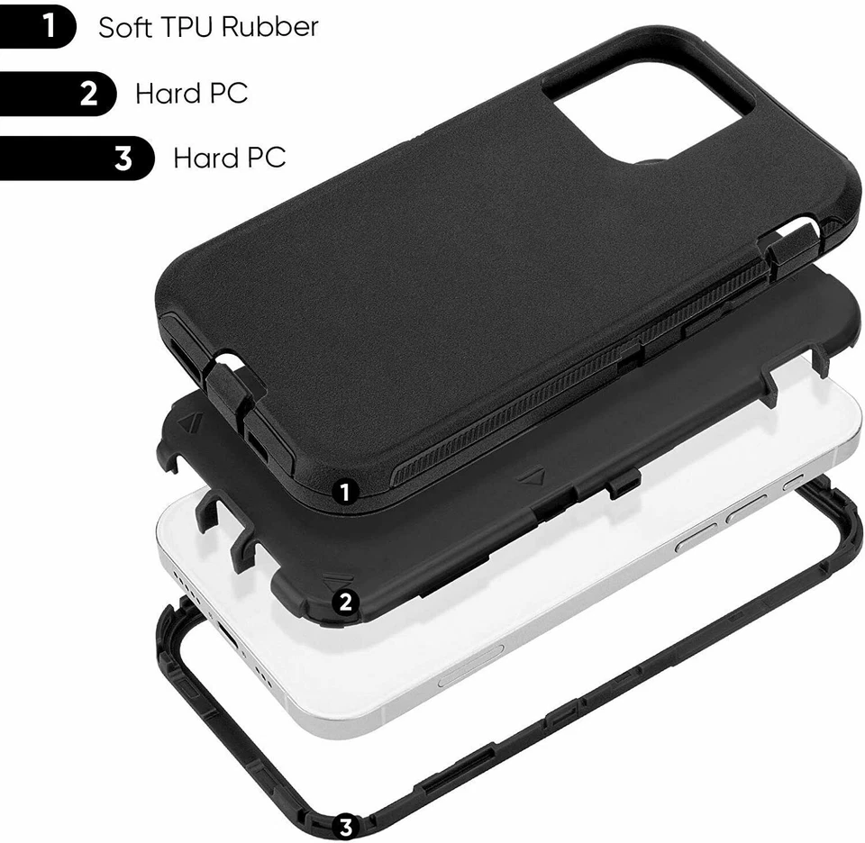For iPhone 12 11 Pro Max X XR XS 6 6S 7 8 Plus Shockproof Defender Case Holster - Image 4 of 4