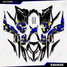 Blue & Yellow Savage Camo Racing Graphics kit fit Yamaha Raptor 700 13-25 decal