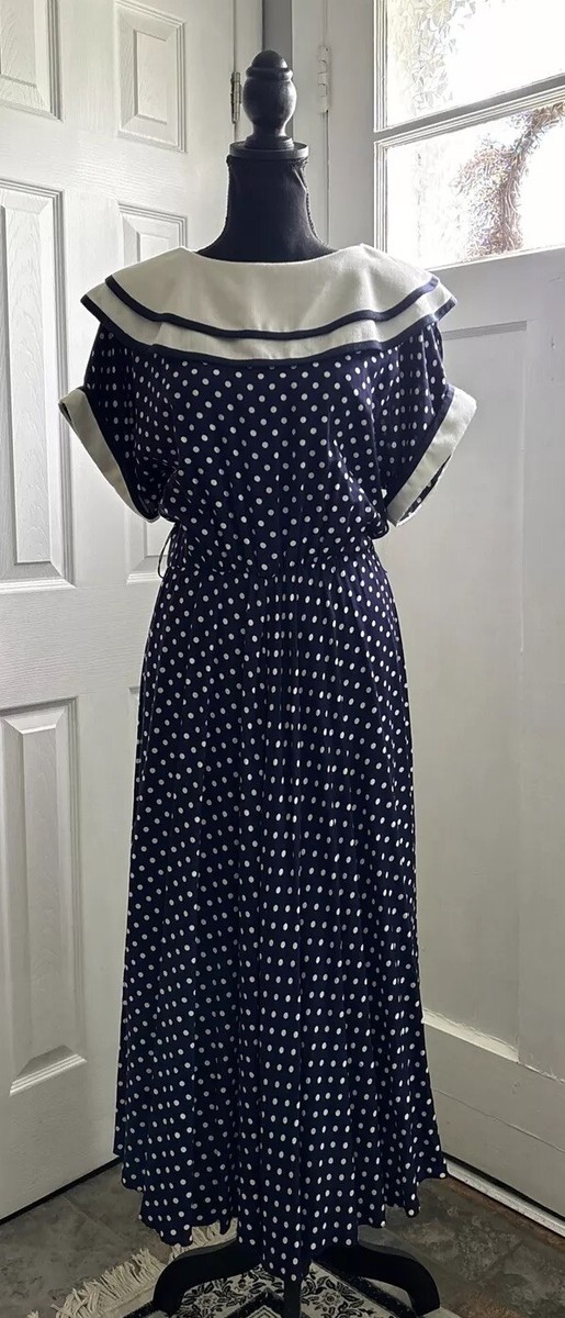 Vntg Blue Polka Dot Maxi Swing Dress With Sailor Collar USA Union I Love Lucy | eBay Vntg Blue Polka Dot Maxi Swing Dress With Sailor Collar USA Union I Love Lucy | eBay