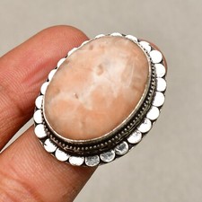 Orange Aventurine Gemstone Handmade 925 Sterling Silver Jewelry Ring Size 7