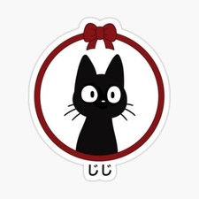 Cute Black Cat Kitty Jiji Vinyl Decal Sticker for Laptop Car Bumper Phone