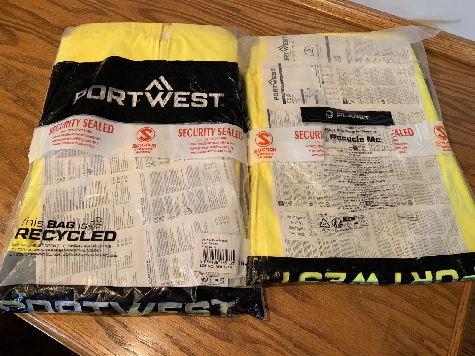 NEW Portwest Hi-Vis Yellow H440 Rain Suit Jacket & H441 Pants Trousers Large image 4