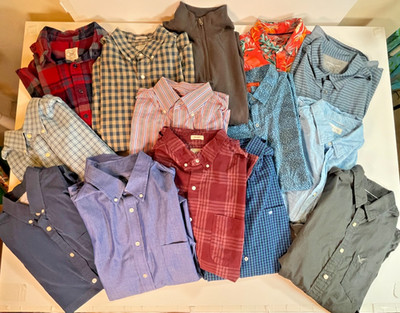 Men s Large Tops Lot of 14 Button Downs + Sweater J.Crew AE CK Pendleton Ban Rep