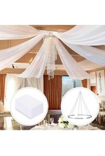 Ceiling Drapes Hanging Kit with Drapery: 6 Panels 5Ftx15Ft Long Curtains - White