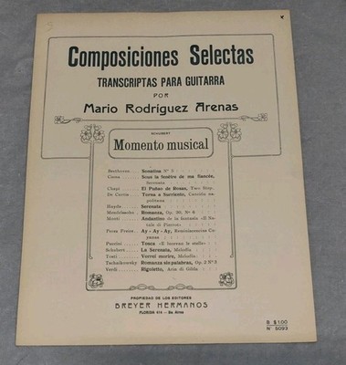 Mario Rodriguez Arenas Schubert Op 94. No 3 Sheet Music Spanish Classical Guitar