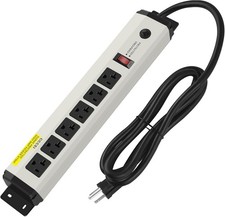 12 Gauge Heavy Duty Power Strip Surge Protector 4800J 20 Amp 6 Plug Industrial