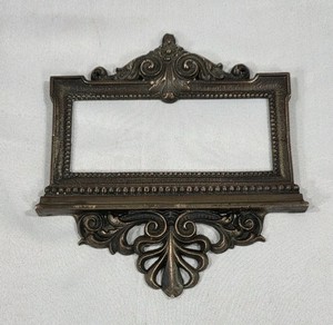 Vtg Brass Library Card Catalogue Label Hardware Frame Plate Ornate 7" # Plaque
