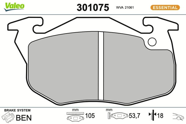 Bremsbelagsatz Scheibenbremse Vorne Valeo 301075 FÜR CitroËN-image