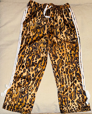 Jolie & Joy Women's Leopard Animal Print Jogger Pants L Elastic Waist Drawstring