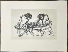 A. Paul Weber, „Die Spieler (III)", Lithografie, aus dem Nachlass, monogrammiert