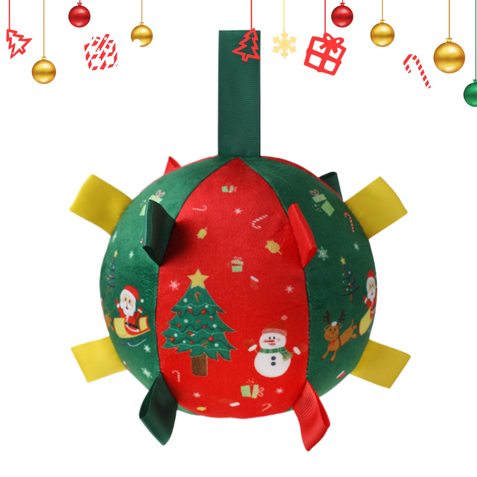 Plush Dog Toy Ball With Bell Sound Interactive Dog Fetch Ball Pet Dog Chew Toy