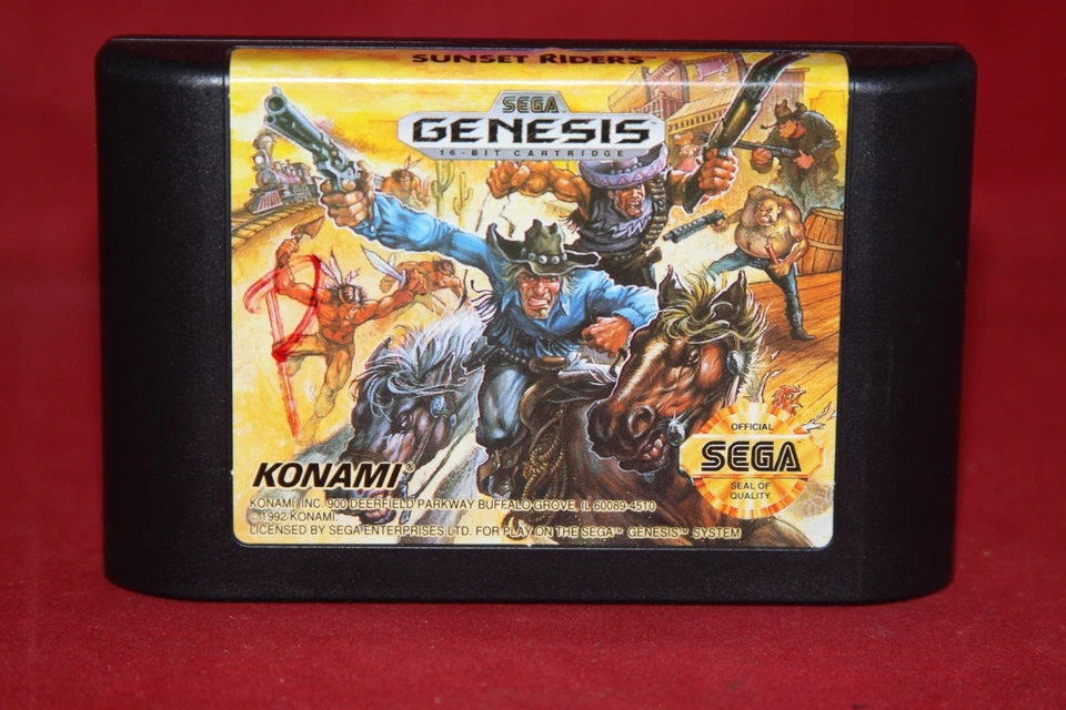 Sunset Riders (Sega Genesis, 1992) Authentic Game Cartridge, CIB Complete - Image 3 of 4