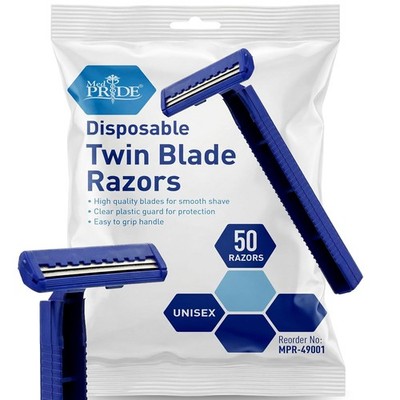  Medical Razor, Double Edge Shaver (Medpride Disposable Razors | 50-Pack| Twin 