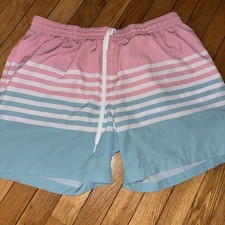 Chubbies Mens 2XL Pink Blue Mesh Lined 5.5  inseam  On The Horizons Swim Trunks