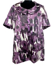 Simply Vera XL 16 18 Purple Gray Abstract Ruffle Satin Dress Jacket Shrug Topper