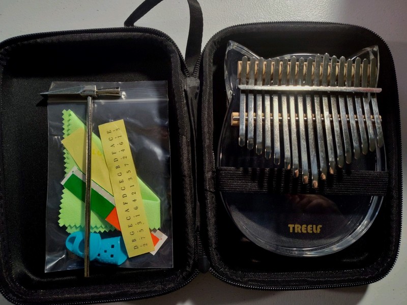 Kalimba Thumb Piano 17 Key Cat Shape with Matinance Kit and Case