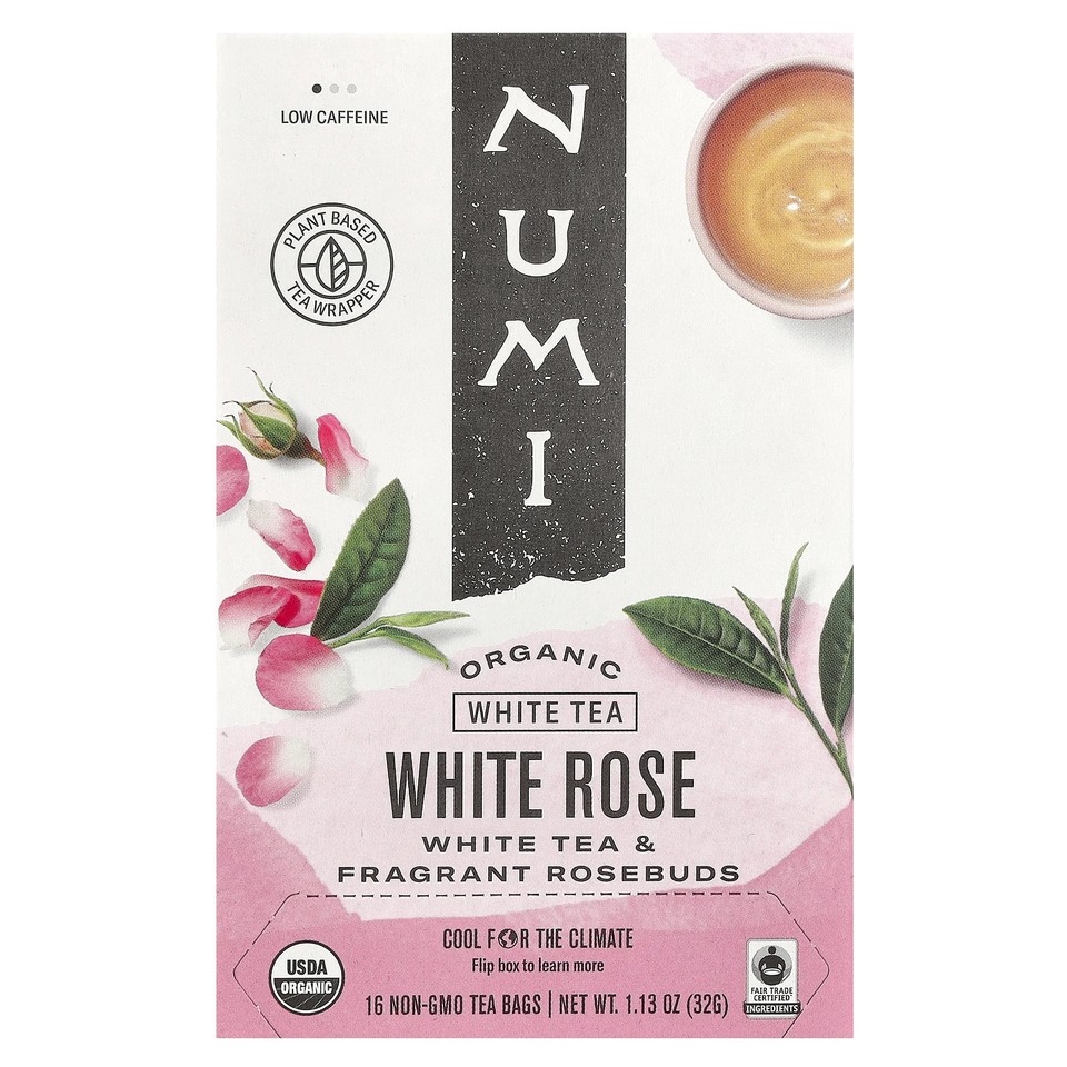 Organic White Tea, White Rose, 16 Non-GMO Tea Bags, 1.13 oz (32 g)