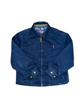 Polo Ralph Lauren Jacket Toddler Harrington Navy Blue Plaid Lined Full Zip 4T