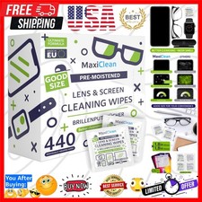 440 Pack Lens Wipes for Eyeglasses Pre-Moistened, Individually Wrapped Streak...
