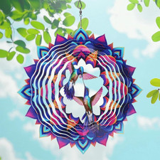 Hummingbird Wind Spinner, 12-Inch 3D Kinetic Metal Hanging Wind Spinners Outdoor