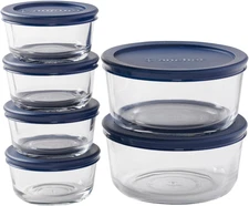 12 Piece Glass Storage Containers with Lids (6 Glass Food Storage Containers & 6