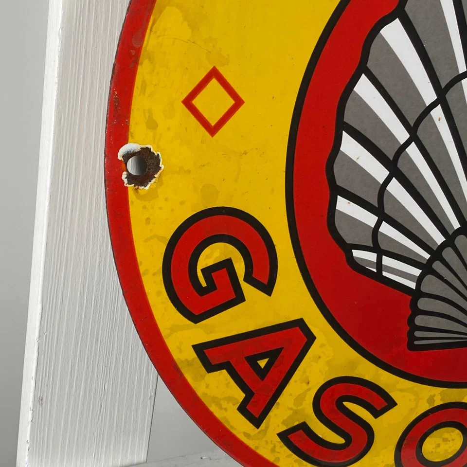 Shell Enamel Sign - Ø 30cm (11.8") - Retro Vintage Unique Gasoline Metal Signage - Image 4 of 4