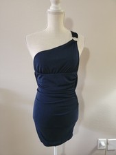 One Shoulder Bodycon Dress Medium Navy Blue Minidress Short Lucy In The Sky