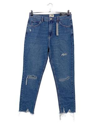 MOSS Damen Mom Slim Jeans Gr. 42/XL Blau Destroyed Baumwolle