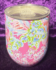 Lilly Pulitzer Wine Tumbler Stemless Beach House Insulated Travel Mug