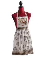 Victorian Trading Co Black & White Harlequin Alice in Wonderland Cotton Apron 