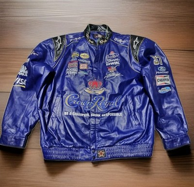 Crown  JH designスタジャン レーシングジャケット ULTRA RARE VINTAGE 97 Crown Royal Leather NASCAR Jacket Men's 4XL