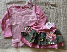 Jelly the Pug 18 month Girls 2 Piece Set Skirt Outfit Set NEW Tags Pink Floral