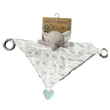 Dream Gro Activity Blankie Elephant Lovey Baby Blanket Gray Green Rattle New