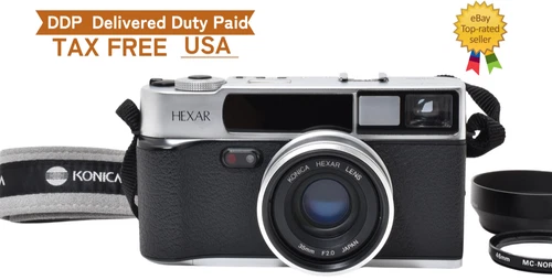 ⏯️[MINT] KONICA HEXAR Silver AF Rangefinder Film Camera 35mm 2.0 Lens From JAPAN