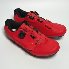 Speed Mens Cycling Shoes Size 11.5 Red Road Bike Cleats Dial Hook Loop