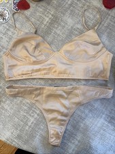 Kiki de Montparnassee silk nude sz L longline bra and thong set