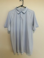 Lululemon Polo Shirt Mens Large Light Blue Performance Snap Front Golf Stretch