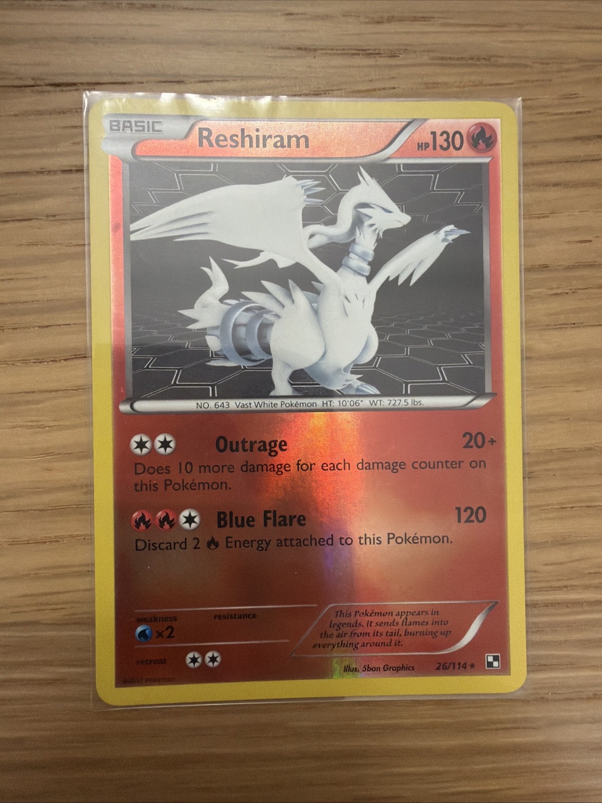 Pokemon Black & White  26/114 Reshiram Holo Rare Card NM