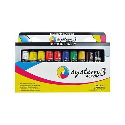 Daler Rowney System 3 Acryl Einführungsfarbe Set 10 x 22 ml Tuben