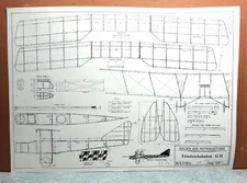 FRIEDRISCHSHAFEN GII BALSA FREE FLIGHT MODEL AIRPLANE PLANS 13.5" WINGSPAN