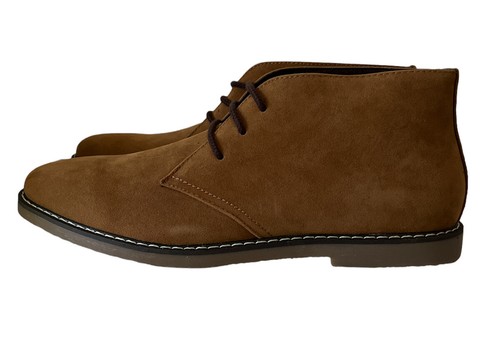 Boohoo Men's Tan/Brown Faux Suede Lace Up Boots Shoes Size 10 Gum Sole - Picture 2 of 9