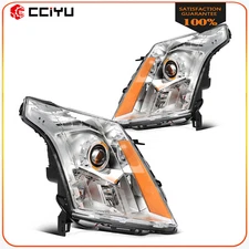 Pair Headlight Assembly Fits 2010-2016 Cadillac SRX Chrome Housing w/Projector