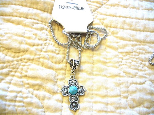 Women's Necklaces w/ Semiprecious Stones Antique Cross Ladies Fashion jewelry - Picture 15 of 16