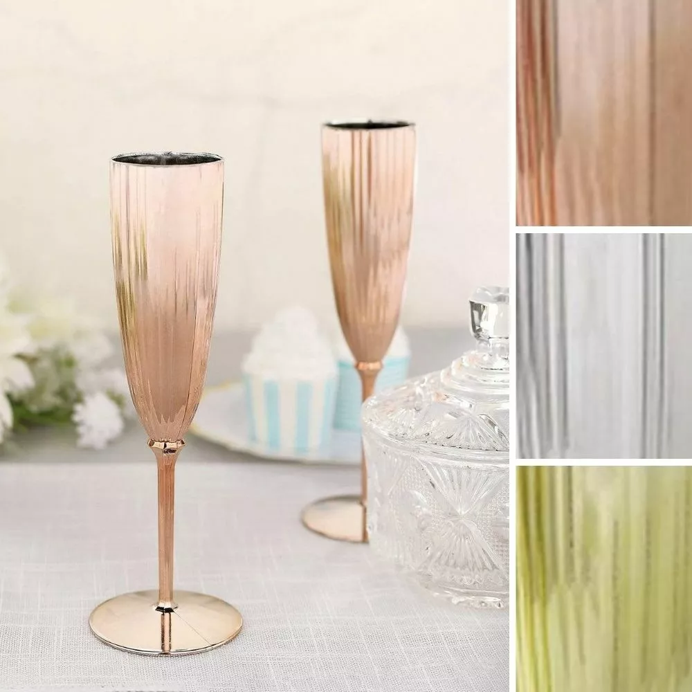 Plastic Champagne Flutes 5 oz - Disposable Clear Glass Like Flutes