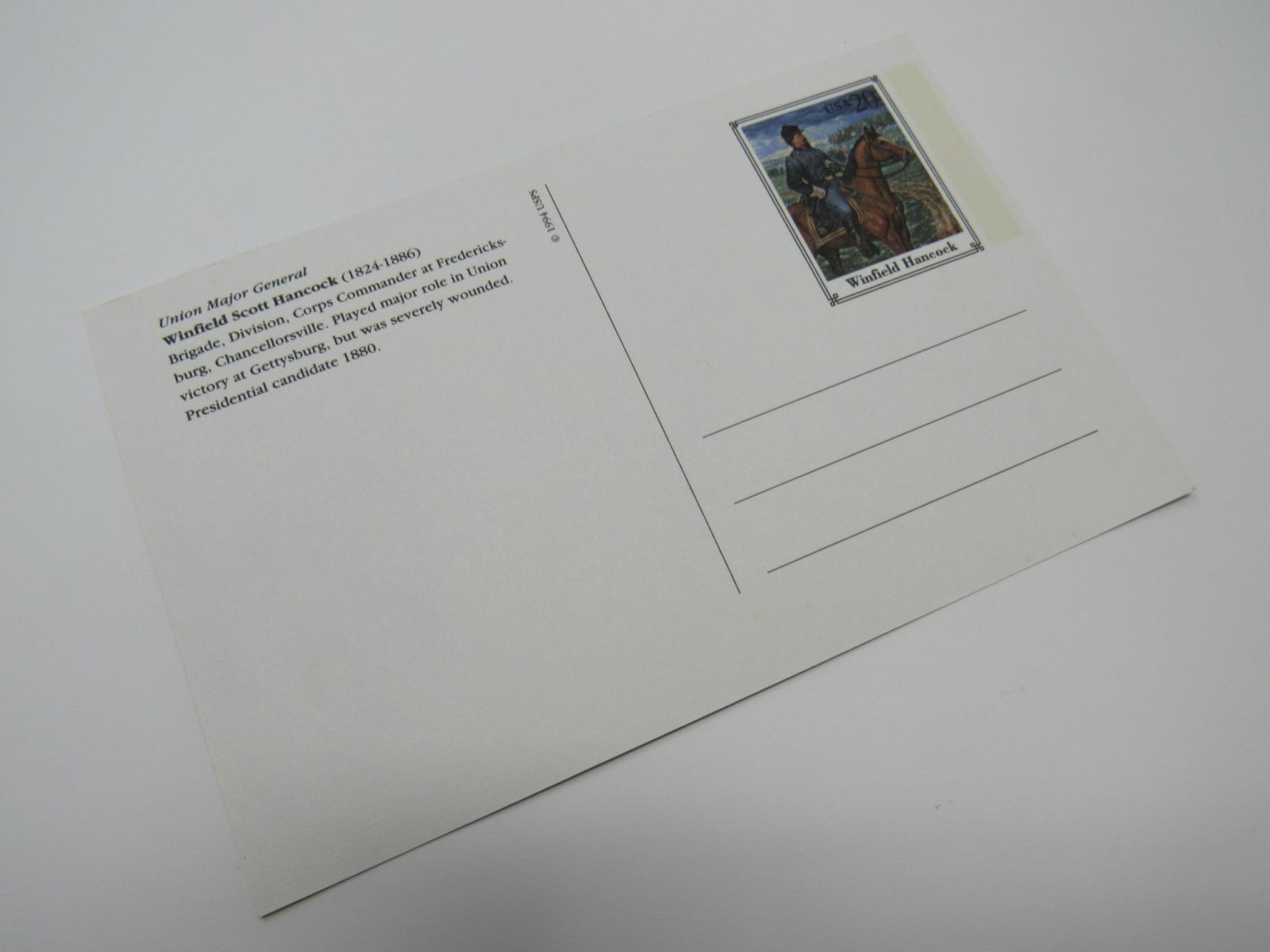 USPS Scott UX213 20c Winfield Hancock Mint Never Hinged/MNH Postal Card