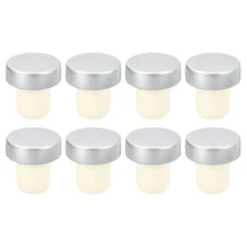 8Pcs T-shaped Stoppers, 0.72inch Cork Wine Stopper Wine Bottle Corks, Silver