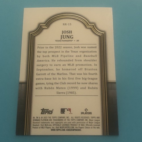 2023 Bowman Platinum - Renowned Rookies Josh Jung #RR-15 (RC) - Picture 2 of 3