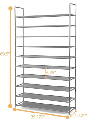 Shoe Rack Halter 10 Tier Stainless Steel Storage Stackable Shelves